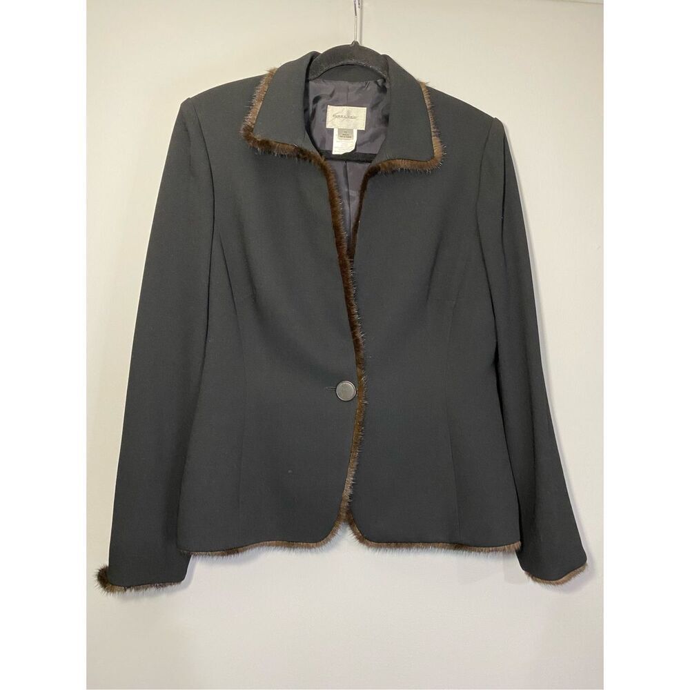 Size 10, Sunny Choi Canadian designer made in Canada wool & mink fur trim blazer